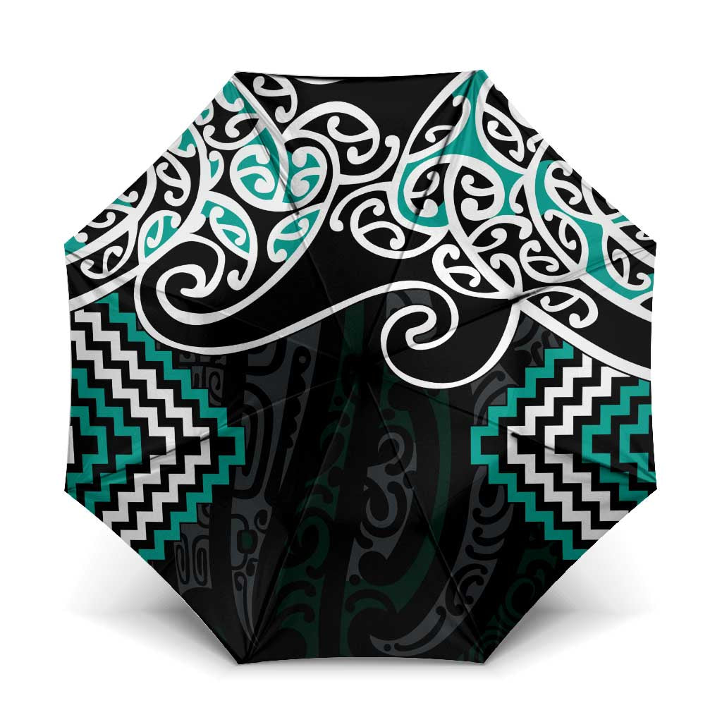 Turquoise Aotearoa Tukutuku Manawa Tapu Umbrella Ta Moko Toi Maori - Polynesian Pride