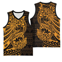 Gold Couple Dolphins Maori Polynesian Style Basketball Jersey - Polynesian Pride