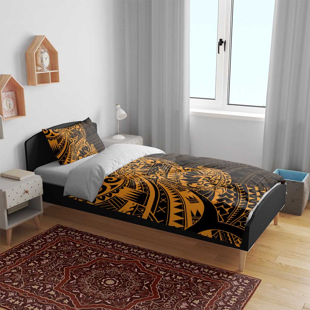 Gold Couple Dolphins Maori Polynesian Style Bedding Set