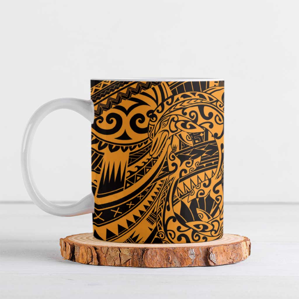 Gold Couple Dolphins Maori Polynesian Style Ceramic Mug - Polynesian Pride