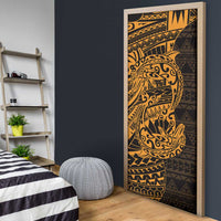 Gold Couple Dolphins Maori Polynesian Style Door Cover - Polynesian Pride