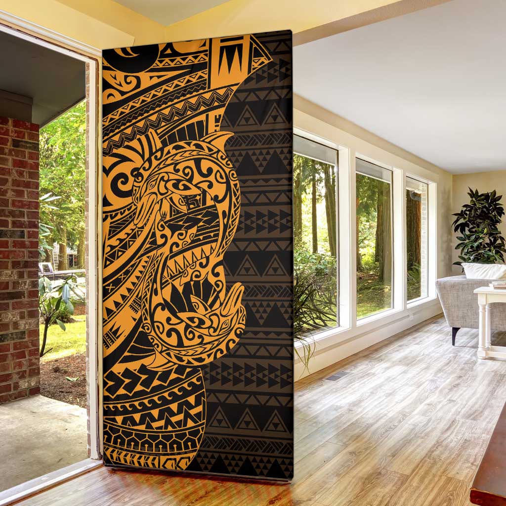 Gold Couple Dolphins Maori Polynesian Style Door Cover - Polynesian Pride