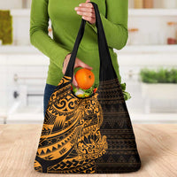 Gold Couple Dolphins Maori Polynesian Style Grocery Bag