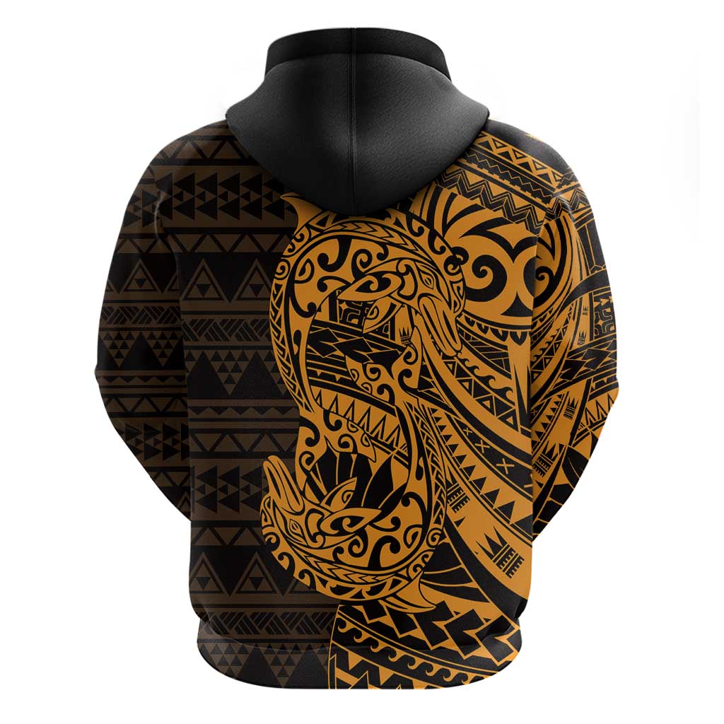 Gold Couple Dolphins Maori Polynesian Style Hoodie