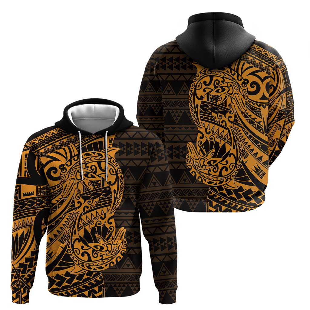 Gold Couple Dolphins Maori Polynesian Style Hoodie