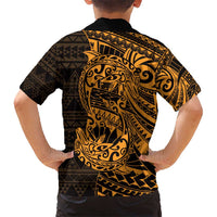 Gold Couple Dolphins Maori Polynesian Style Kid Hawaiian Shirt LT9 - Polynesian Pride