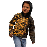 Gold Couple Dolphins Maori Polynesian Style Kid Hoodie LT9 - Polynesian Pride