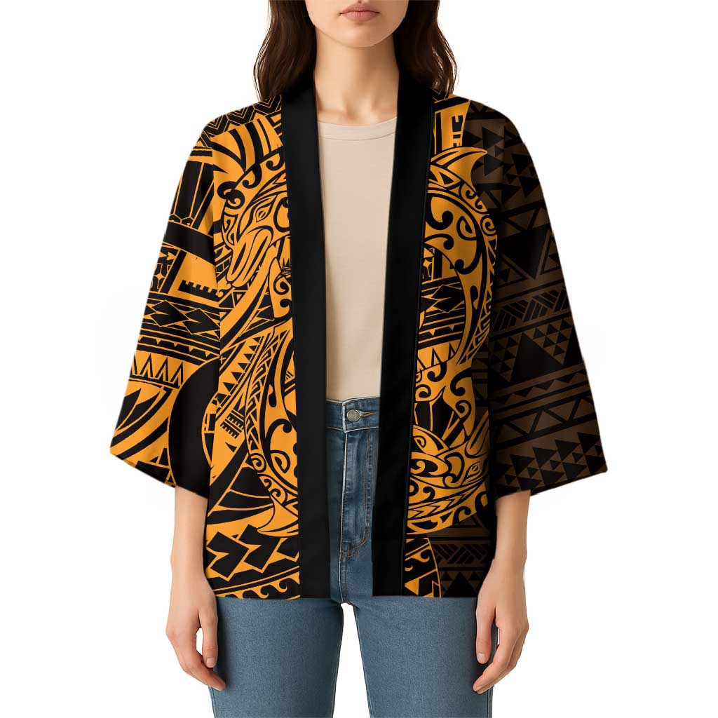 Gold Couple Dolphins Maori Polynesian Style Kimono - Polynesian Pride
