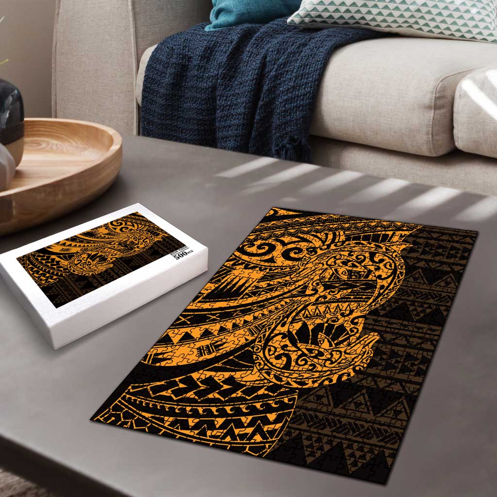 Gold Couple Dolphins Maori Polynesian Style Puzzle - Polynesian Pride