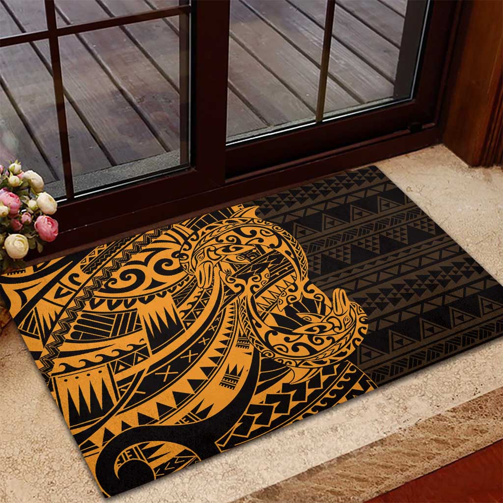 Gold Couple Dolphins Maori Polynesian Style Rubber Doormat