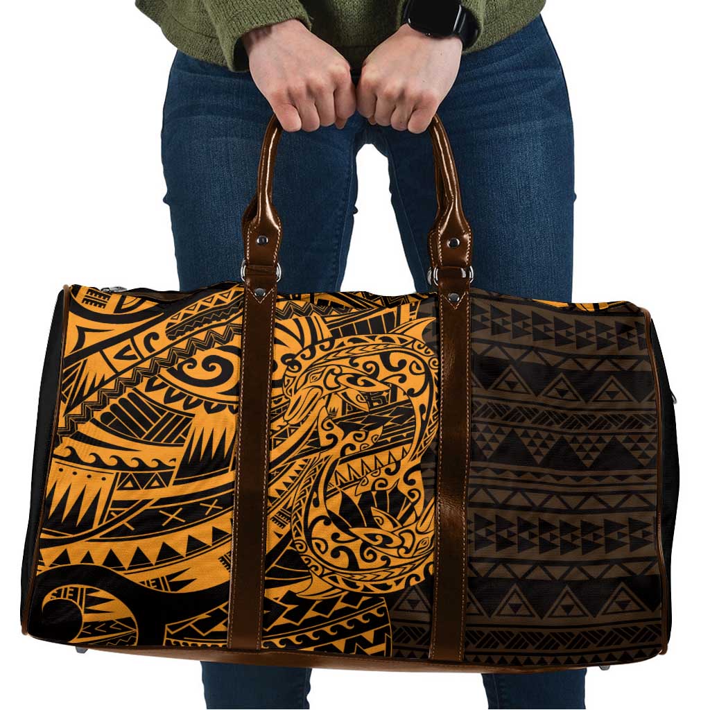 Gold Couple Dolphins Maori Polynesian Style Travel Bag - Polynesian Pride