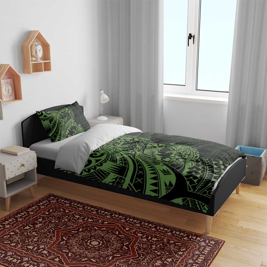 Green Couple Dolphins Maori Polynesian Style Bedding Set