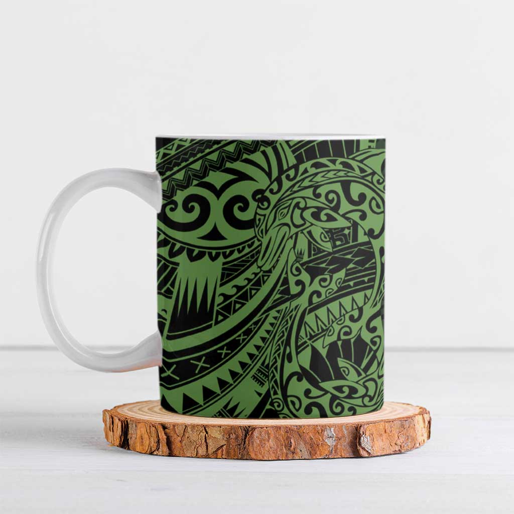 Green Couple Dolphins Maori Polynesian Style Ceramic Mug - Polynesian Pride