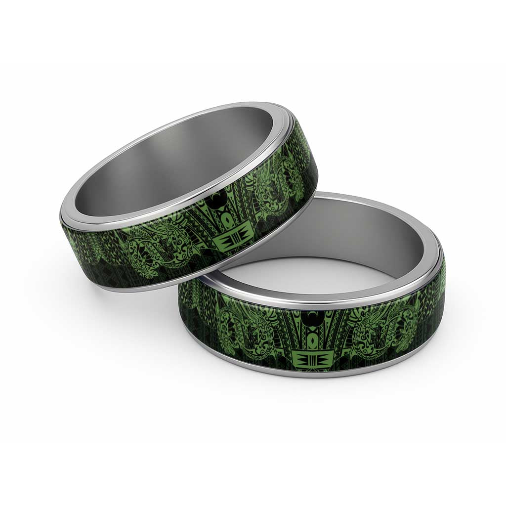 Green Couple Dolphins Maori Polynesian Style Classic Ring - Polynesian Pride