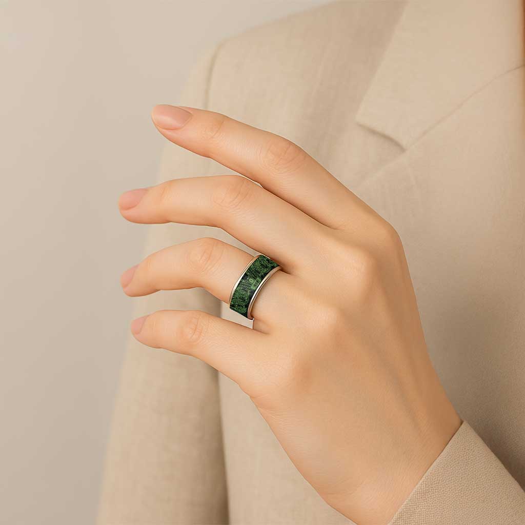 Green Couple Dolphins Maori Polynesian Style Classic Ring - Polynesian Pride