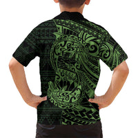 Green Couple Dolphins Maori Polynesian Style Kid Hawaiian Shirt LT9 - Polynesian Pride