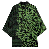 Green Couple Dolphins Maori Polynesian Style Kimono - Polynesian Pride