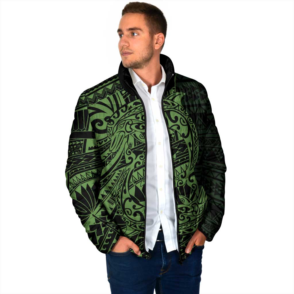 Green Couple Dolphins Maori Polynesian Style Padded Jacket - Polynesian Pride
