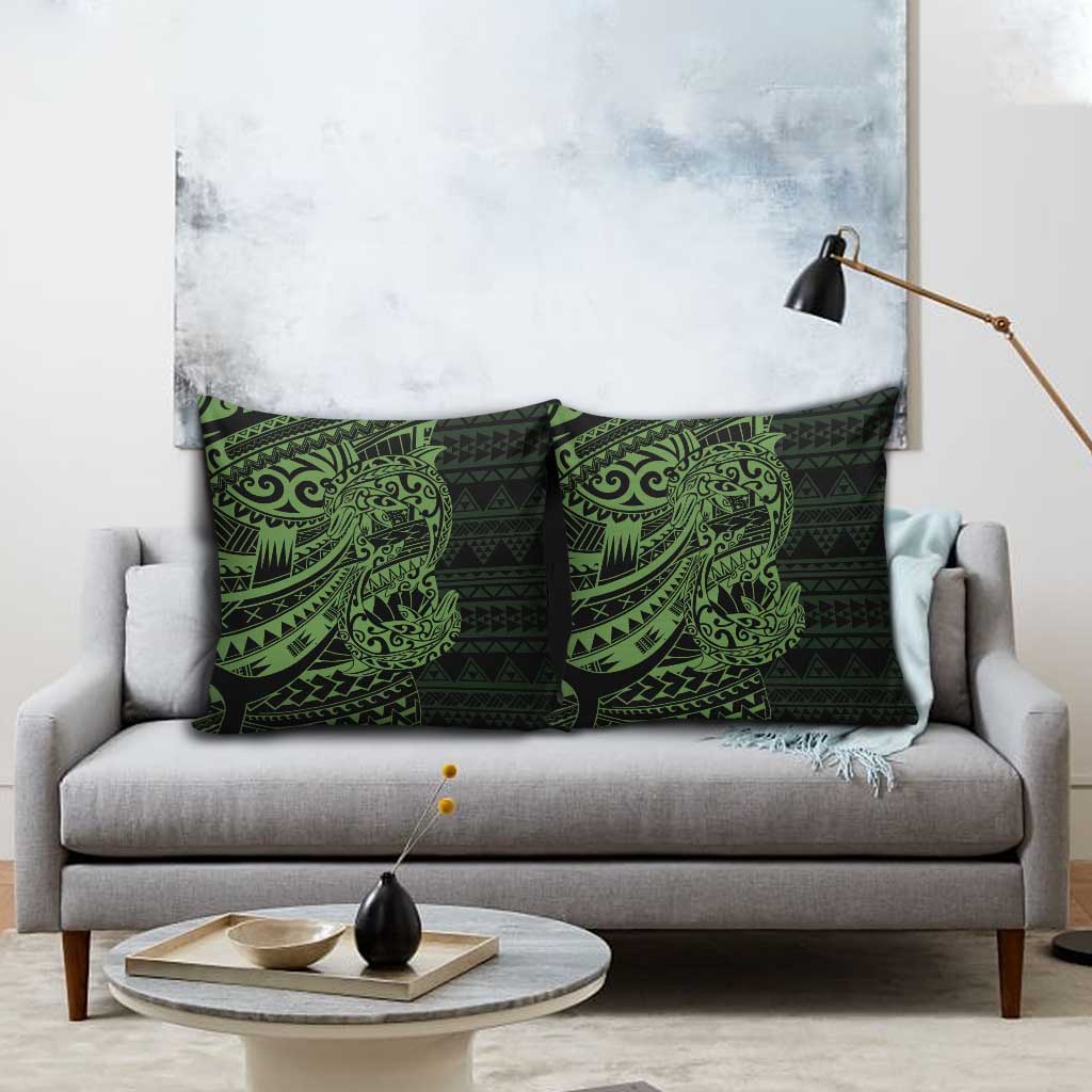 Green Couple Dolphins Maori Polynesian Style Pillow Cover - Polynesian Pride