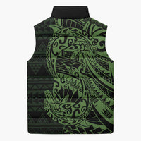 Green Couple Dolphins Maori Polynesian Style Sleeveless Puffer Jacket - Polynesian Pride