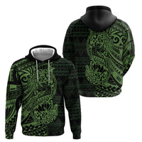 Green Couple Dolphins Maori Polynesian Style Zip Hoodie