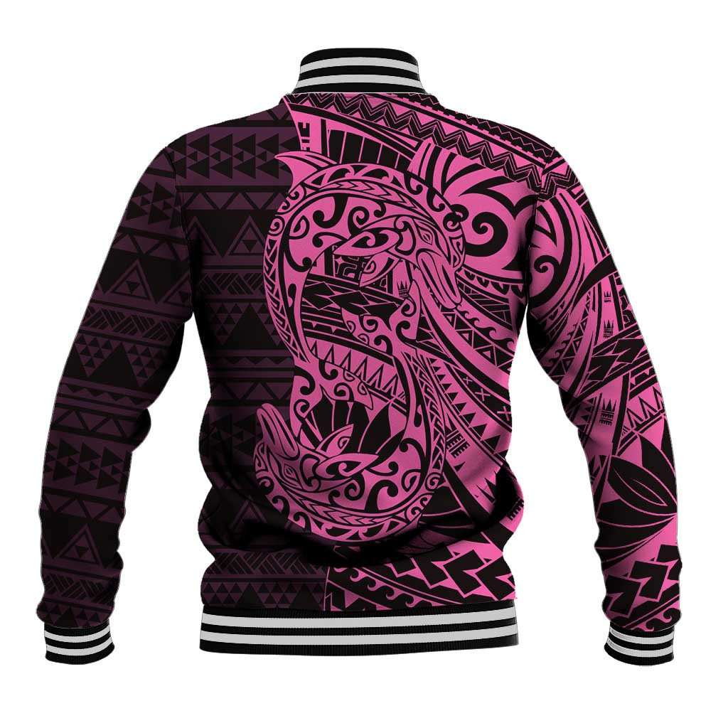 Pink Couple Dolphins Maori Polynesian Style Baseball Jacket LT9 - Polynesian Pride