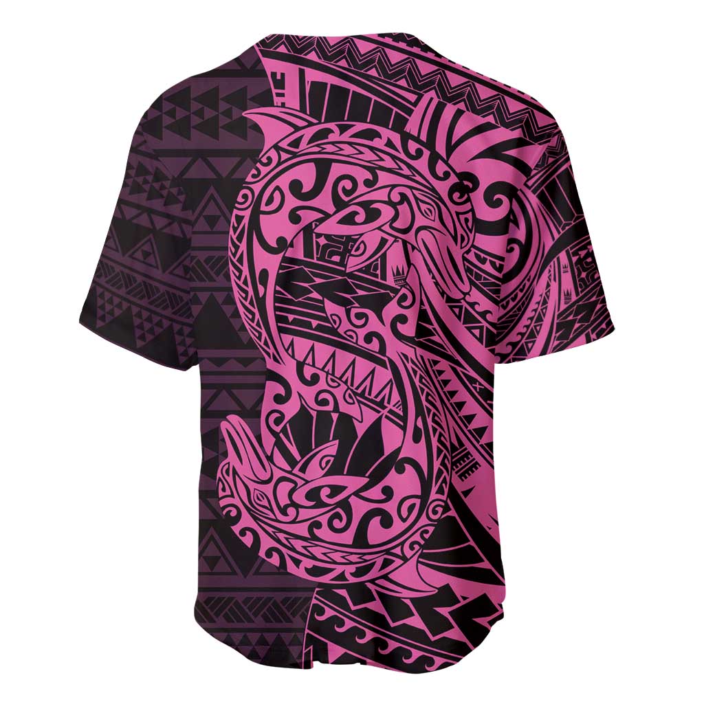 Pink Couple Dolphins Maori Polynesian Style Baseball Jersey LT9 - Polynesian Pride