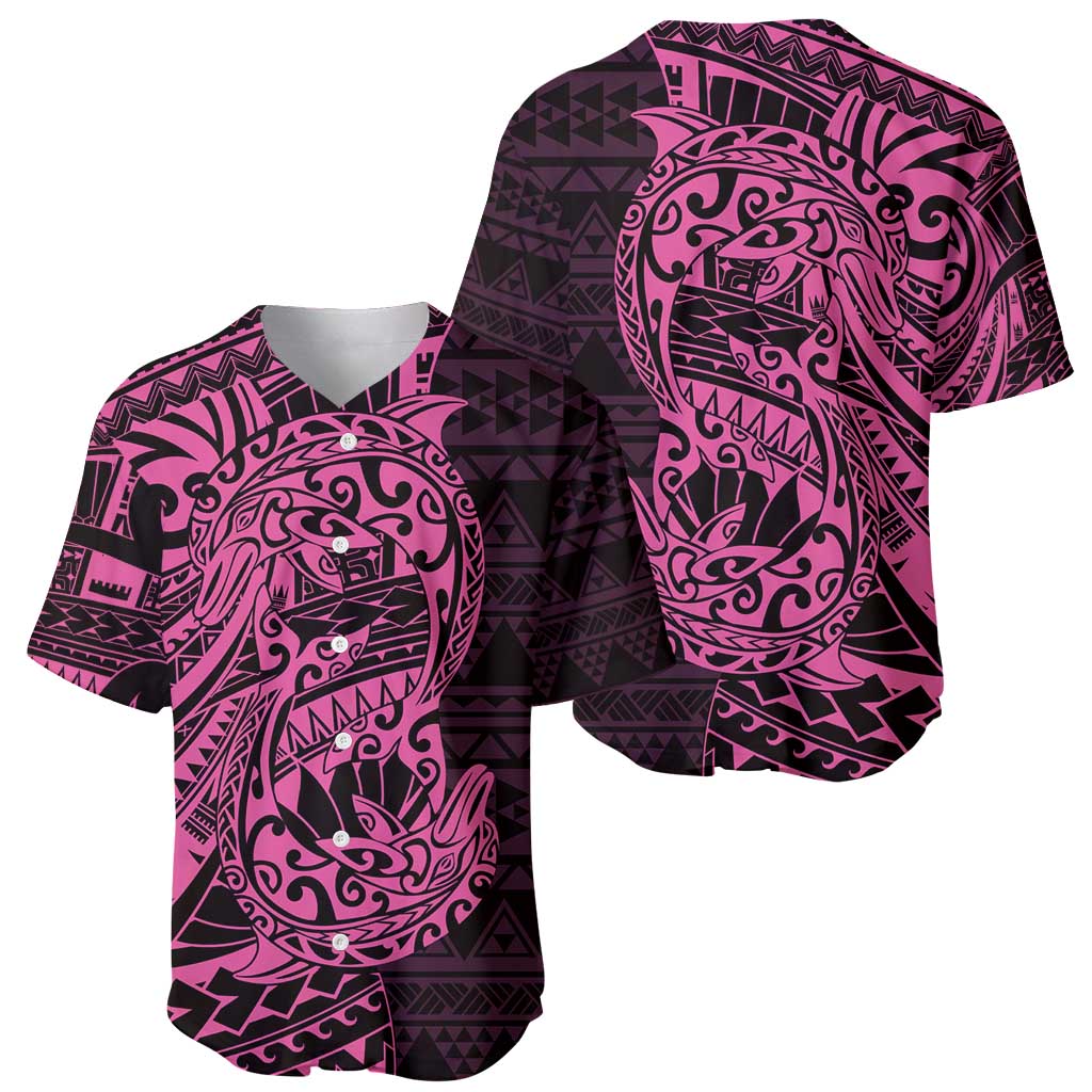 Pink Couple Dolphins Maori Polynesian Style Baseball Jersey LT9 - Polynesian Pride