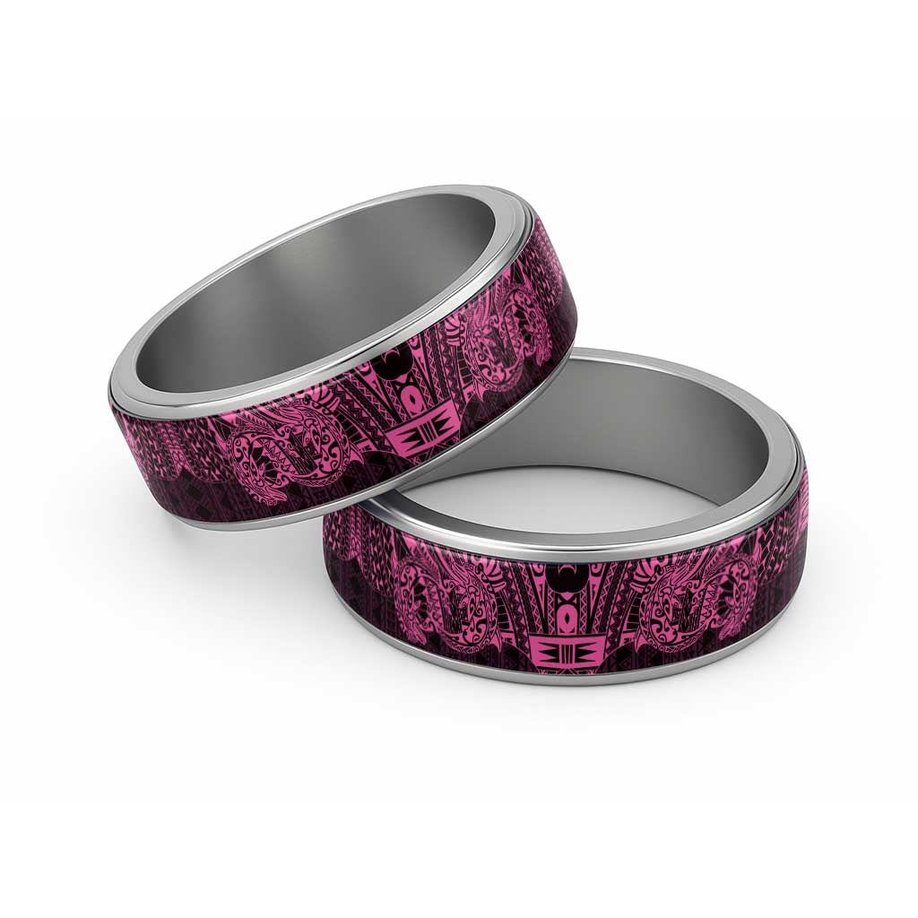 Pink Couple Dolphins Maori Polynesian Style Classic Ring - Polynesian Pride
