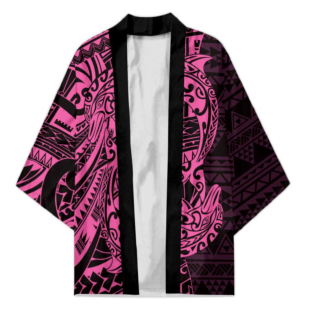 Pink Couple Dolphins Maori Polynesian Style Kimono - Polynesian Pride