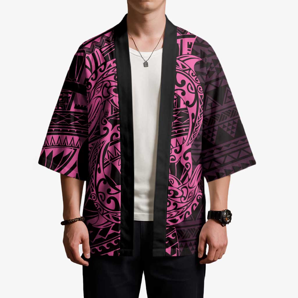 Pink Couple Dolphins Maori Polynesian Style Kimono - Polynesian Pride