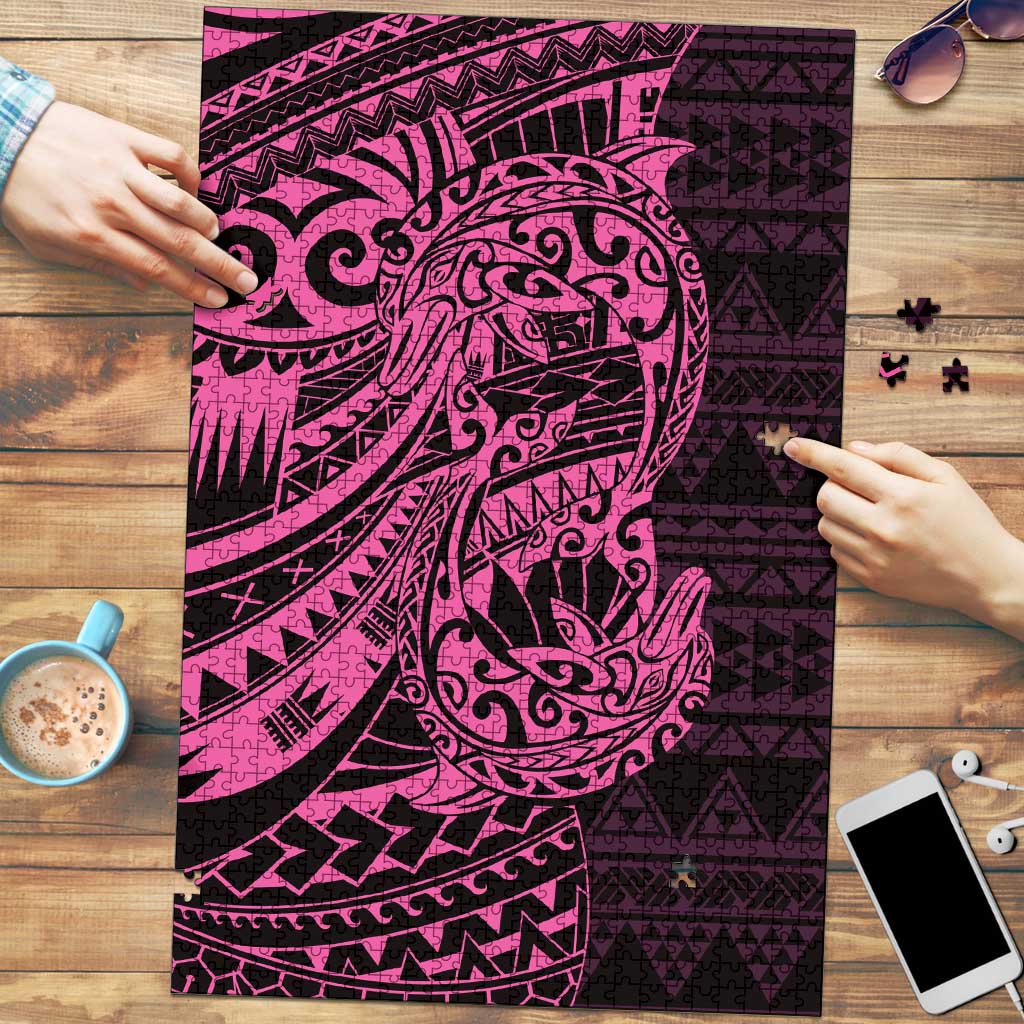 Pink Couple Dolphins Maori Polynesian Style Puzzle - Polynesian Pride