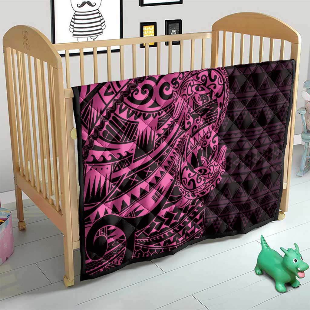 Pink Couple Dolphins Maori Polynesian Style Quilt
