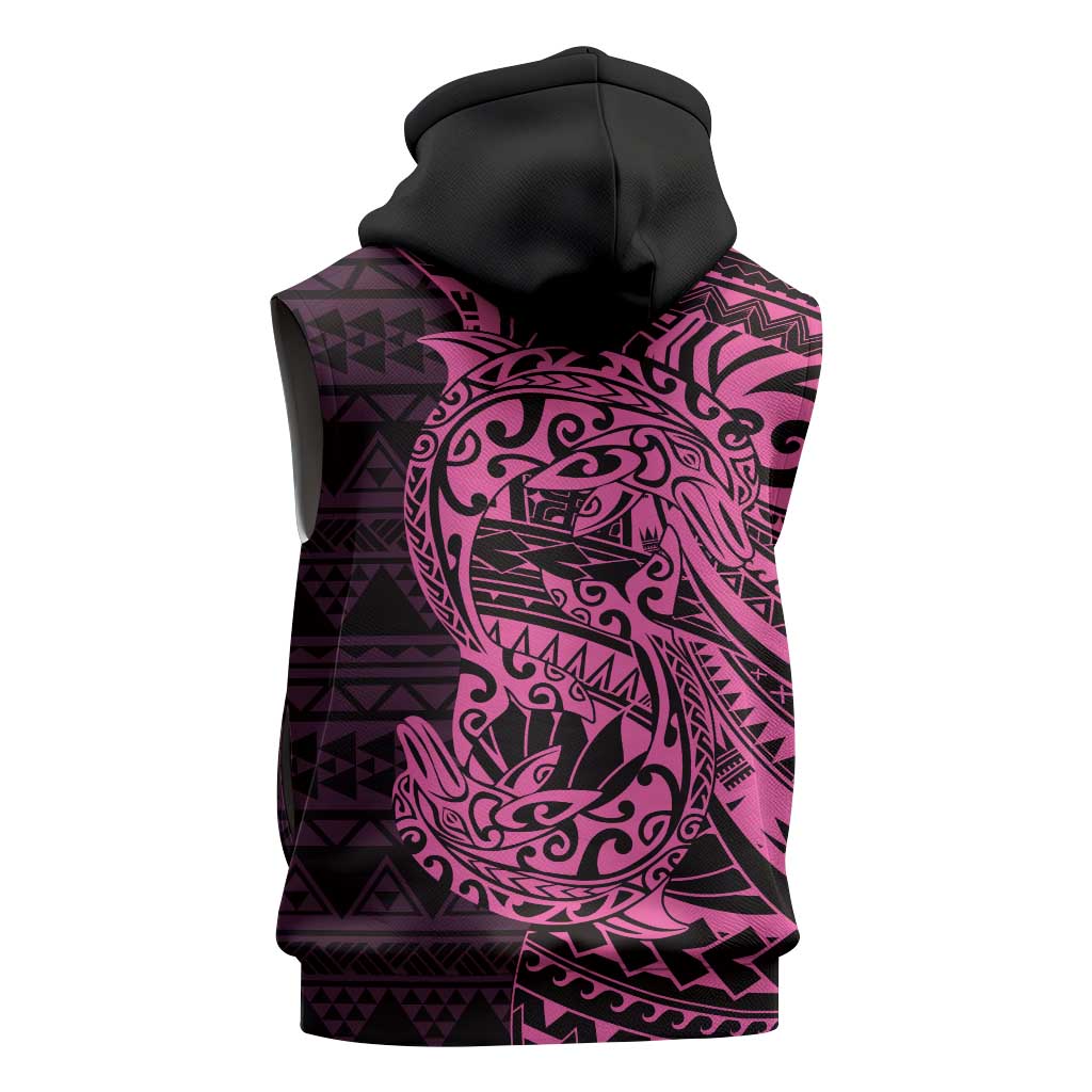 Pink Couple Dolphins Maori Polynesian Style Sleeveless Hoodie - Polynesian Pride