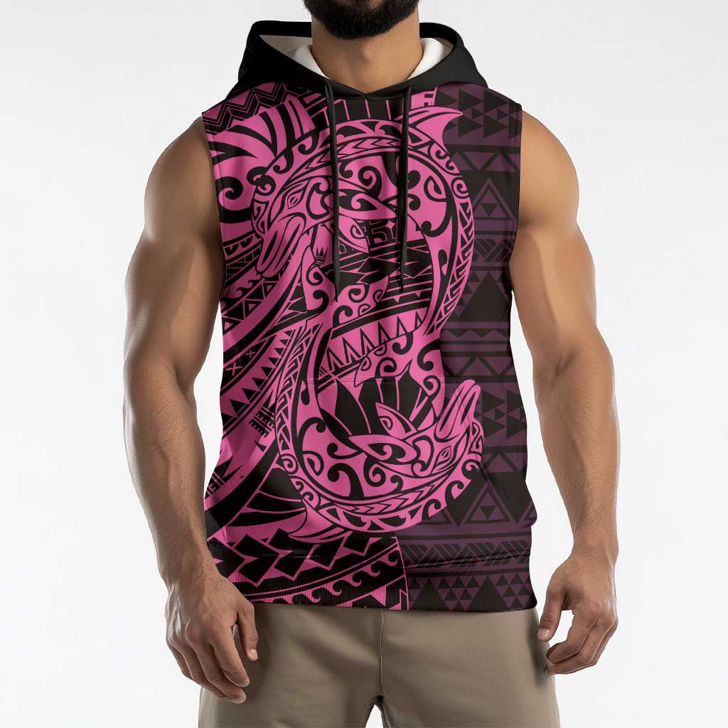Pink Couple Dolphins Maori Polynesian Style Sleeveless Hoodie - Polynesian Pride