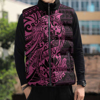 Pink Couple Dolphins Maori Polynesian Style Sleeveless Puffer Jacket - Polynesian Pride