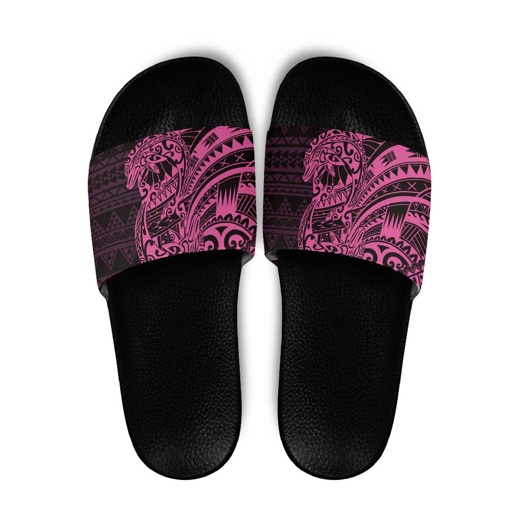 Pink Couple Dolphins Maori Polynesian Style Slide Sandals - Polynesian Pride