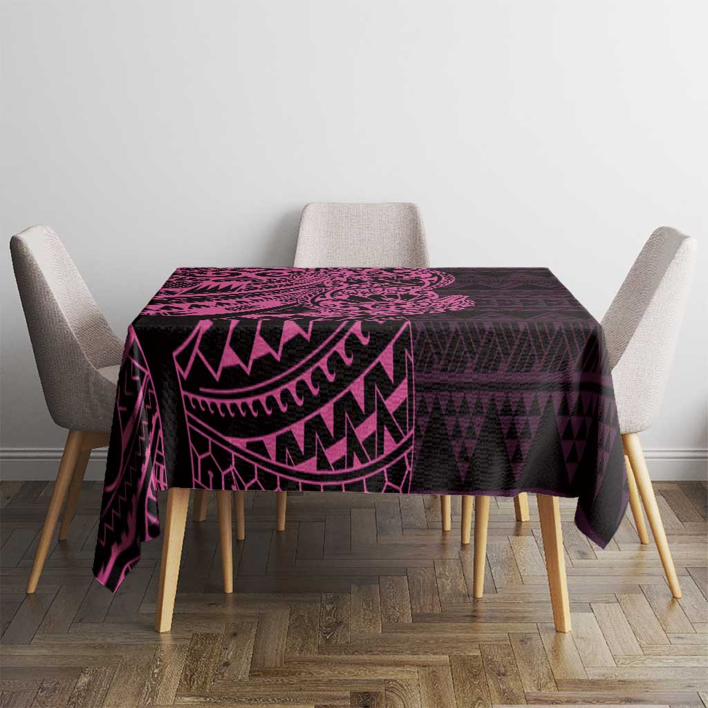 Pink Couple Dolphins Maori Polynesian Style Tablecloth