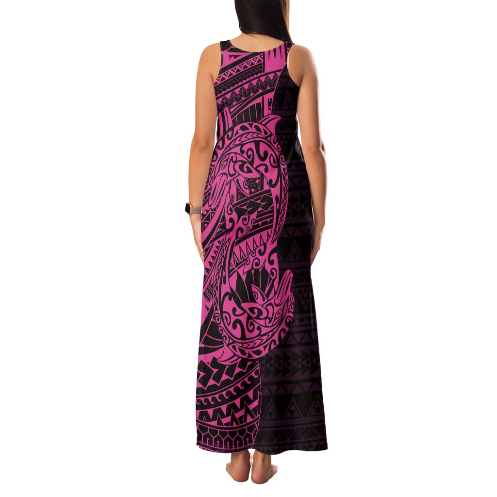 Pink Couple Dolphins Maori Polynesian Style Tank Maxi Dress