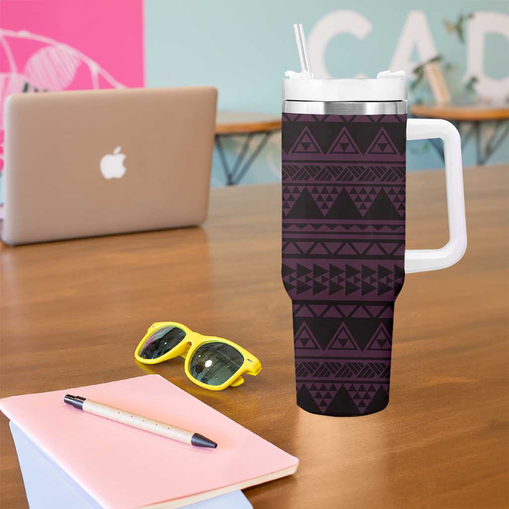 Pink Couple Dolphins Maori Polynesian Style Tumbler With Handle