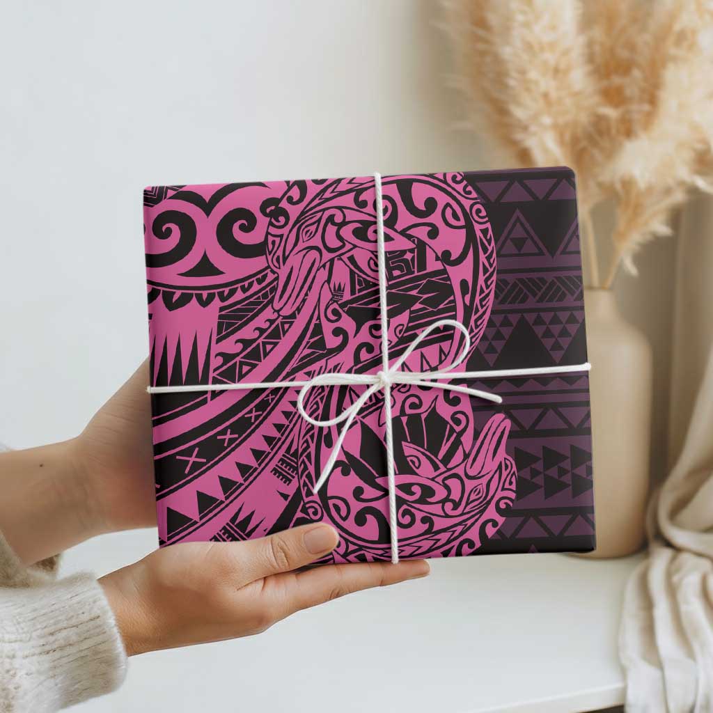 Pink Couple Dolphins Maori Polynesian Style Wrapping Paper - Polynesian Pride