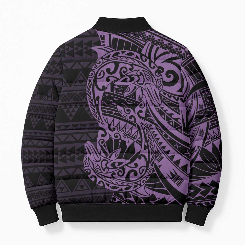 Purple Couple Dolphins Maori Polynesian Style Bomber Puffer Jacket - Polynesian Pride