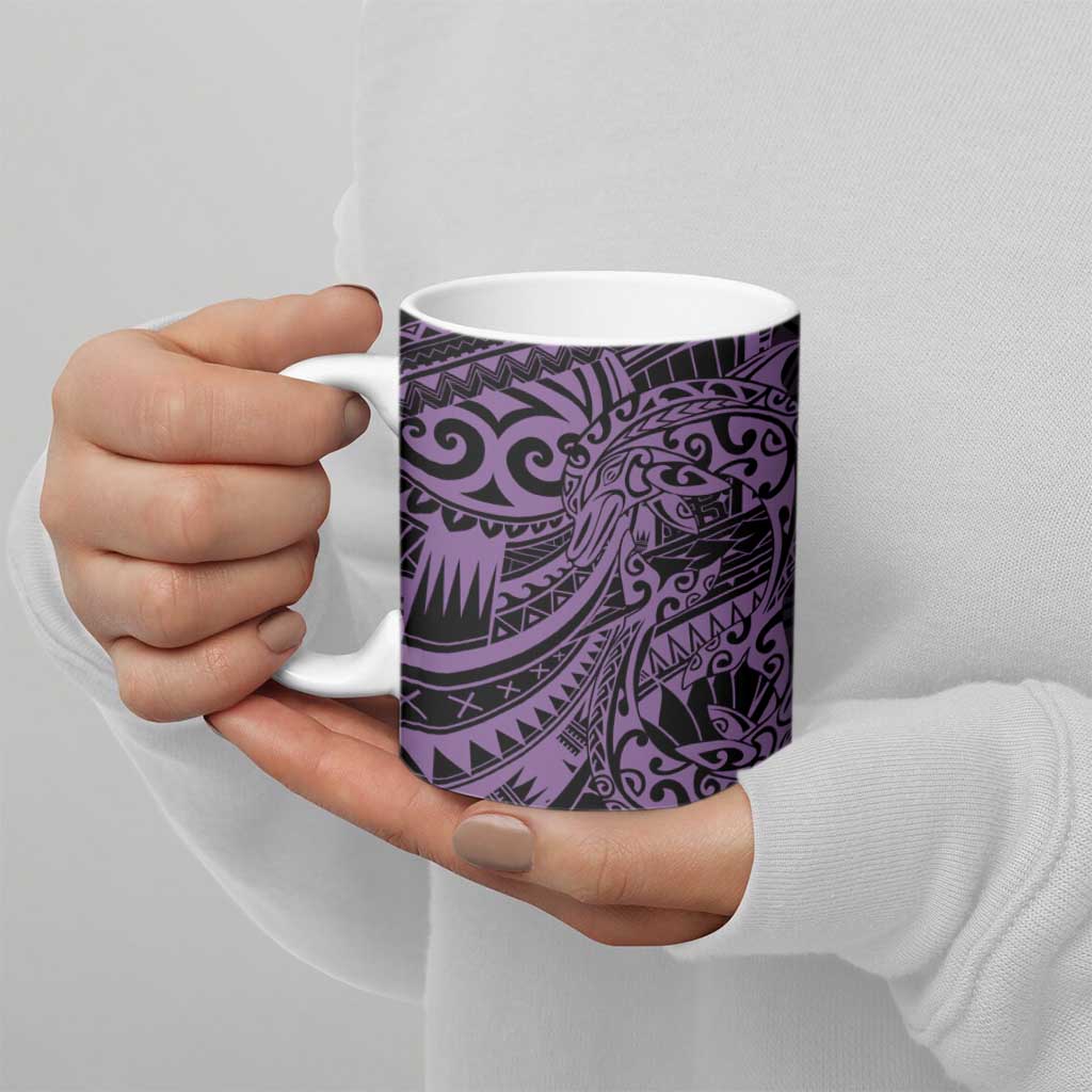 Purple Couple Dolphins Maori Polynesian Style Ceramic Mug - Polynesian Pride