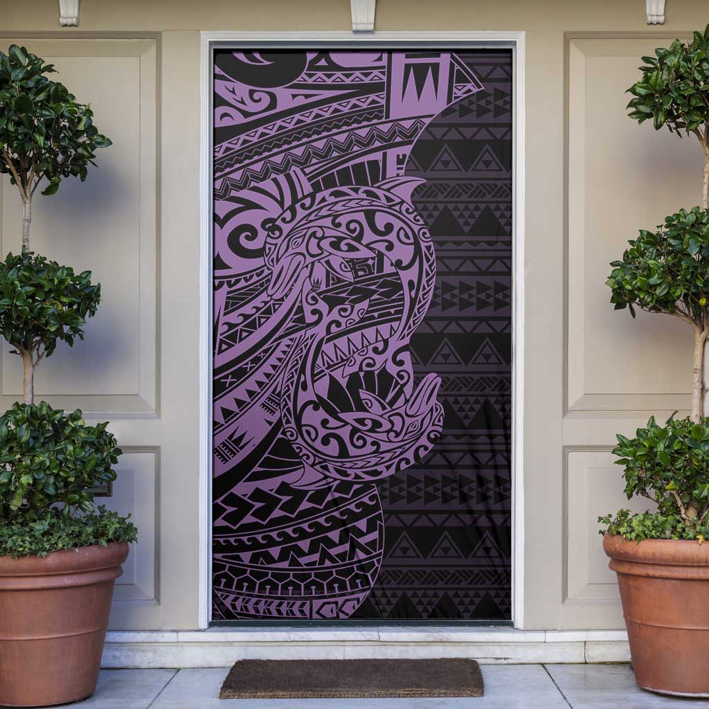 Purple Couple Dolphins Maori Polynesian Style Door Cover - Polynesian Pride