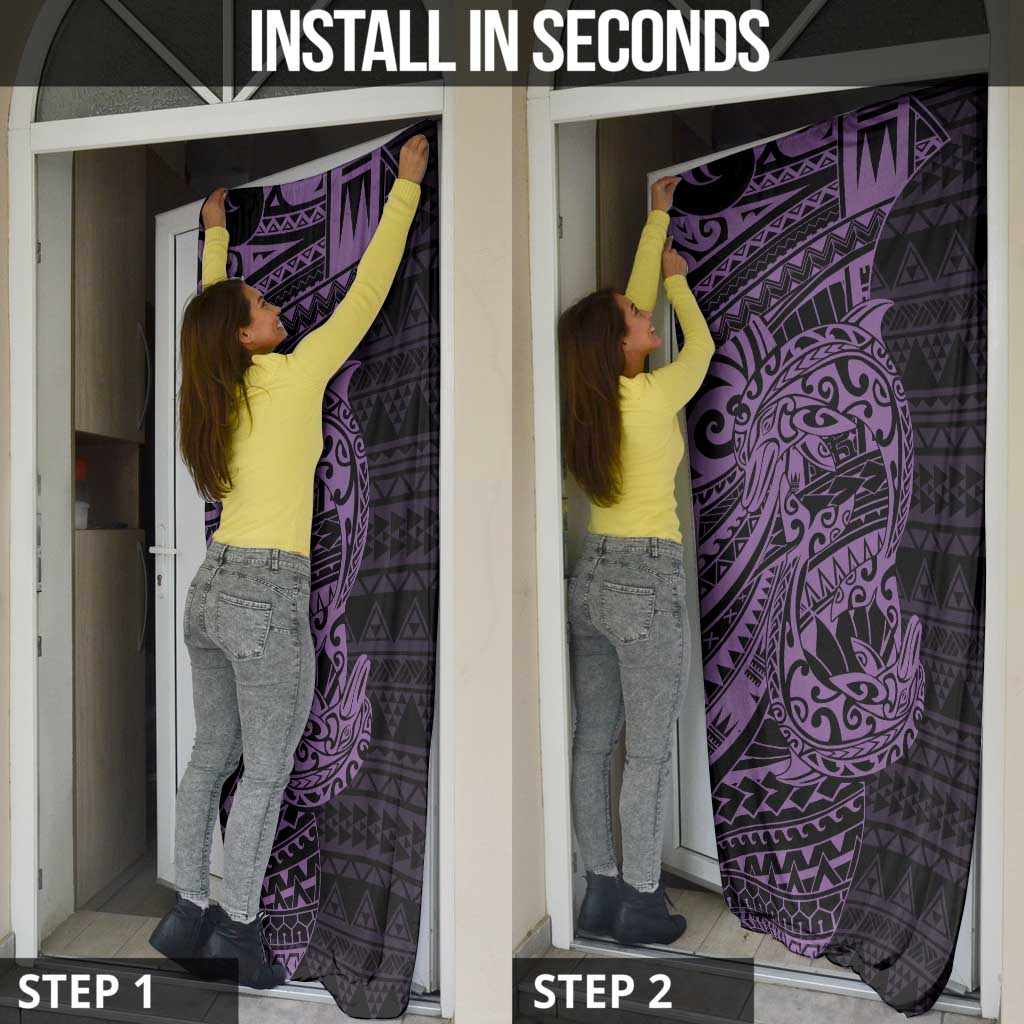 Purple Couple Dolphins Maori Polynesian Style Door Cover - Polynesian Pride