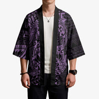 Purple Couple Dolphins Maori Polynesian Style Kimono - Polynesian Pride