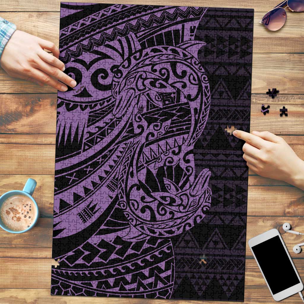 Purple Couple Dolphins Maori Polynesian Style Puzzle - Polynesian Pride