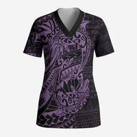 Purple Couple Dolphins Maori Polynesian Style Scrub Top - Polynesian Pride