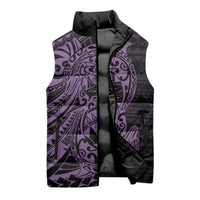 Purple Couple Dolphins Maori Polynesian Style Sleeveless Puffer Jacket - Polynesian Pride