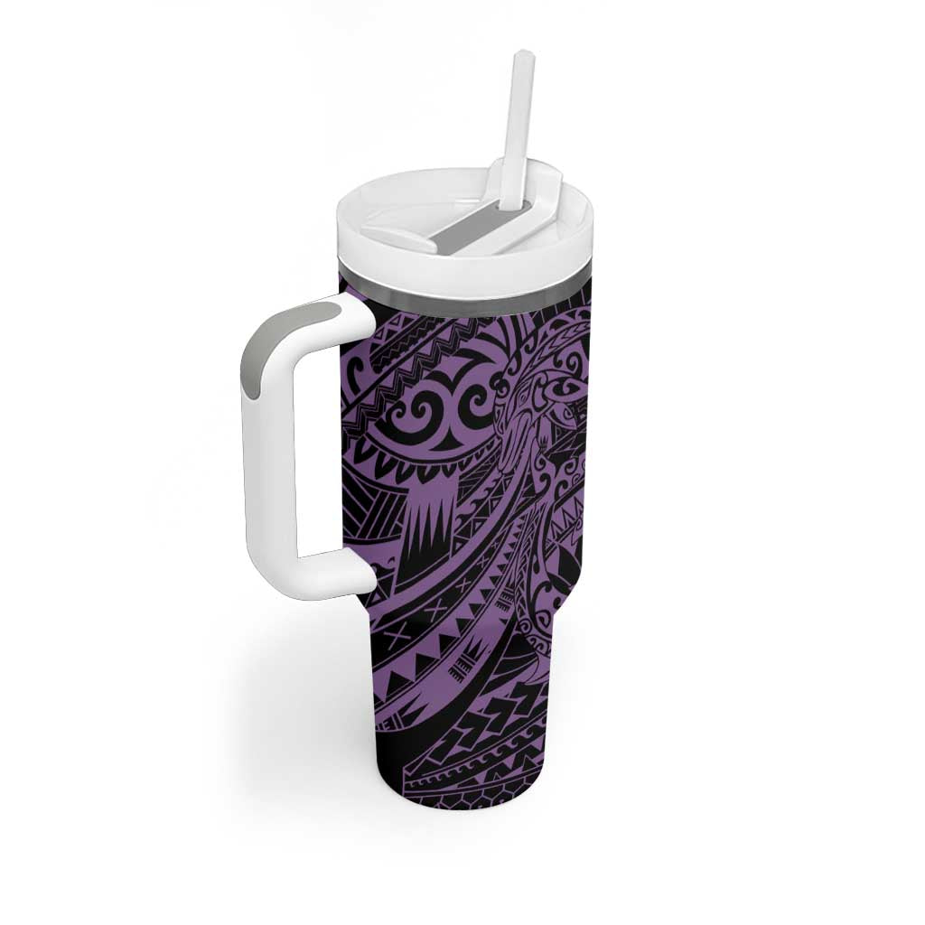 Purple Couple Dolphins Maori Polynesian Style Tumbler With Handle